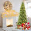 Arbre de Noël mince de 7 pi avec 400 lumières DEL chaudes - 1180 pointes en PE + PVC, conception à charnières peu encombrante, installation facile, support en métal robuste - arbre à crayons réaliste pour les petits espaces-270292489