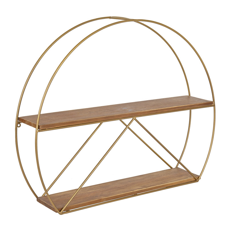 Avenell 2 Piece Circle Metal Accent Shelf, Brown