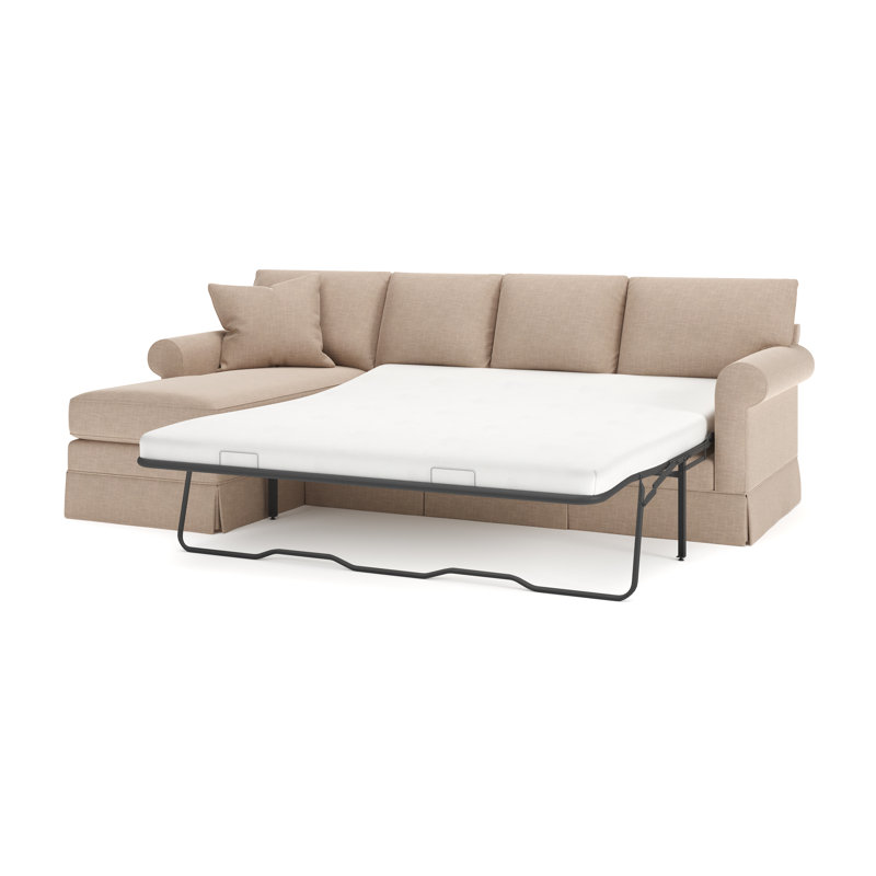 Friedman 2 - Piece Upholstered Sleeper Sectional, Left Hand Facing, Conversation Linen Basketweave