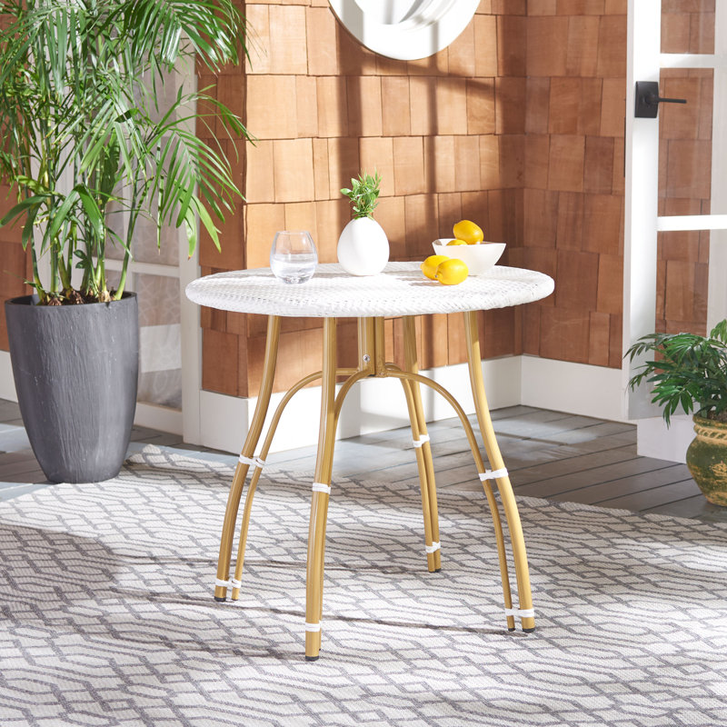 Laraine Round Metal Outdoor Bistro Table , 31.5'' in. W 31.5'' in. D, White