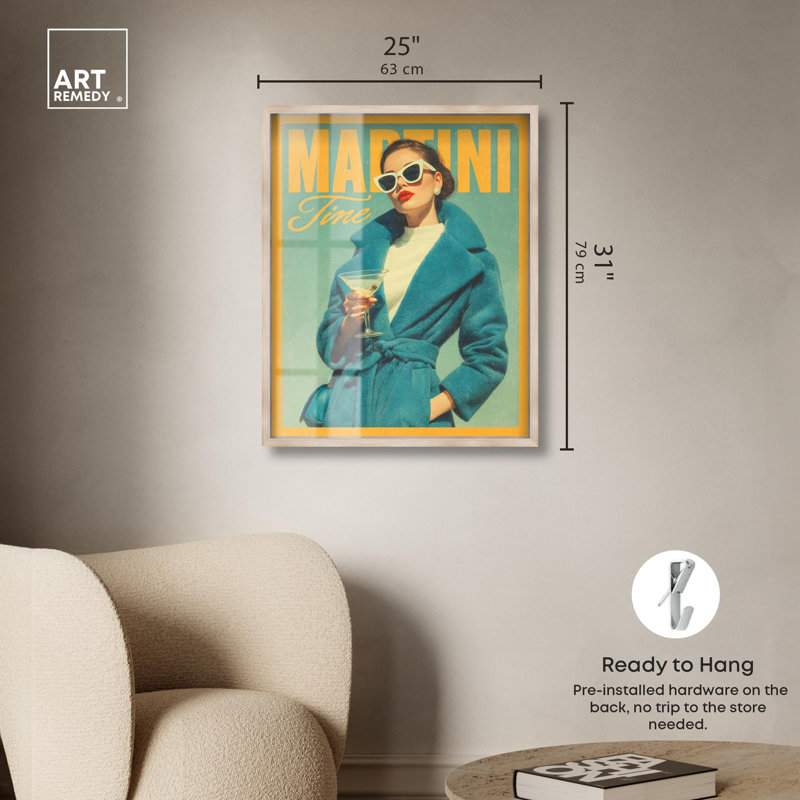 «Martini Time» par Shadowbox Print, H 31 po x l 25 po, Crème, crème