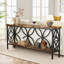 Console industrielle extra longue 70,9 pouces avec tablettes de rangement ouvertes, canapé étroit pour le couloir ou le salon, structure en métal, brun rustique-1129191315