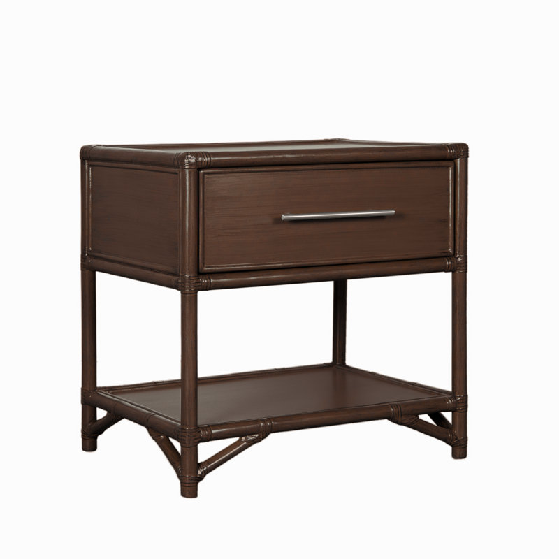 Olivia Collection 1 - Drawer Rattan Nightstand, Cocoa