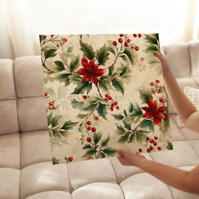 Floral Christmas Botanical Pattern Classical Unframed Art Print -  The Holiday Aisle®, 08C9CB5AF71F48F58780D9B84BE9F2AD