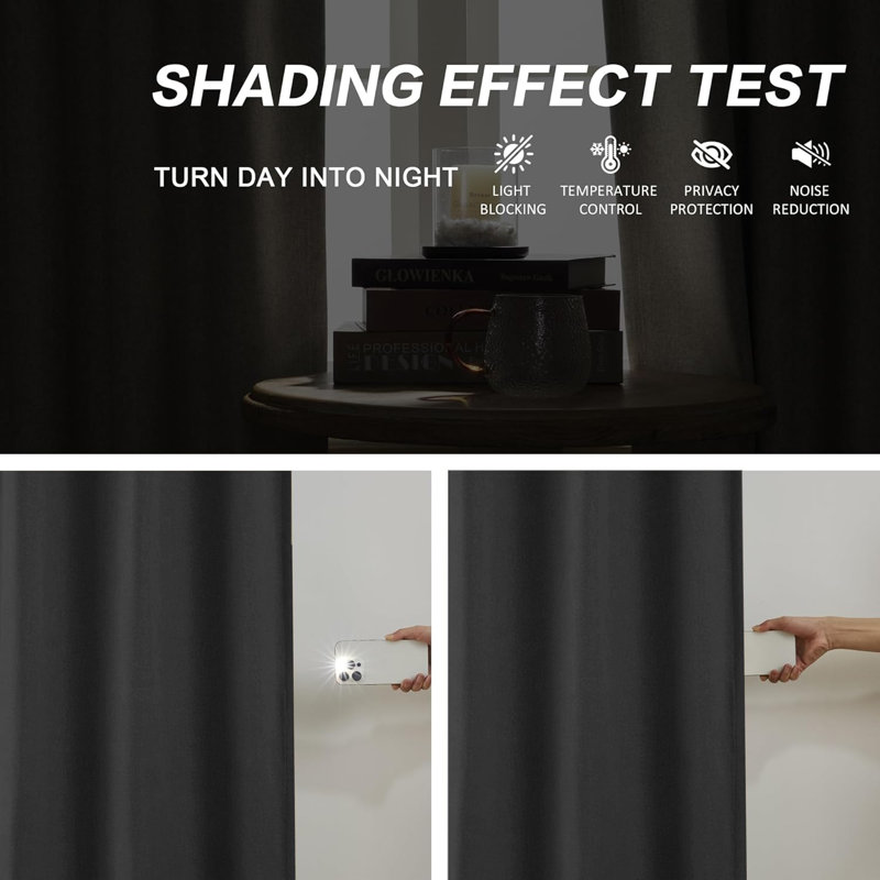 100% Polyester Blackout Pencil Pleat Room Darkening Curtains, Dark Grey, 168cm Width x 228cm Drop