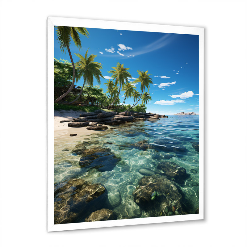 «Dominicain Island Retreat», reproduction sur toile, H 40 po x l 30 po x P 1,5 po, Cadre photo blanc
