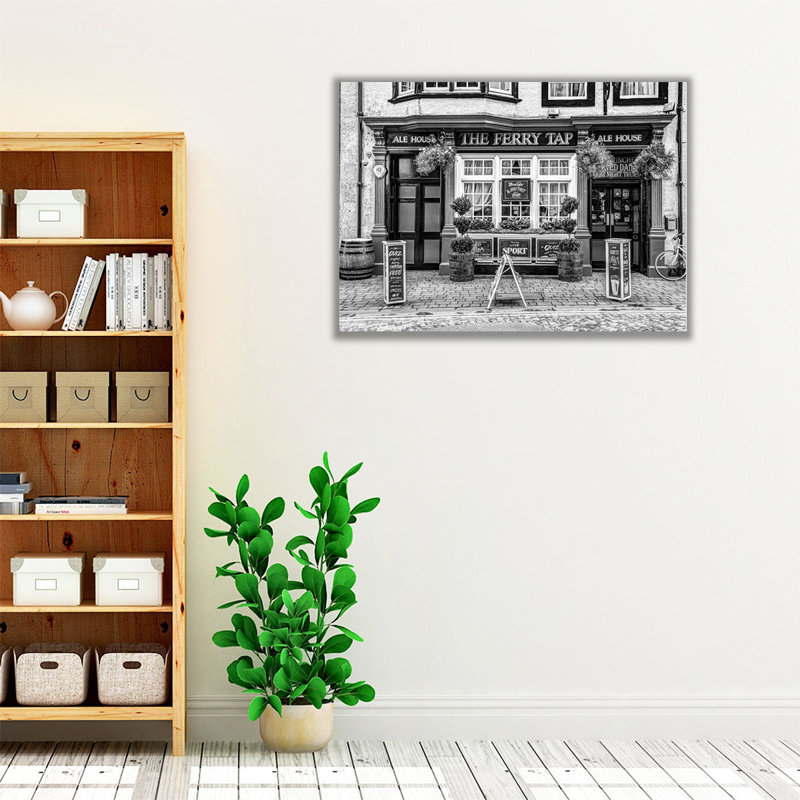 «Cafe in South Queensferry», reproduction d'art sur toile, H 18 po x l 24 po