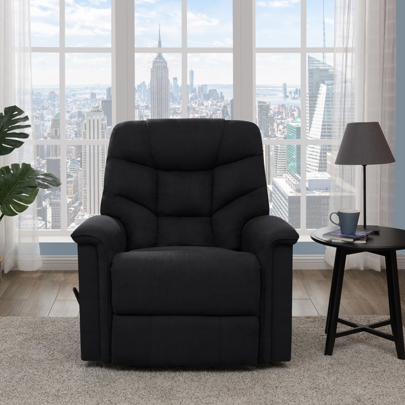 Lechuga 37" Wide Manual Clearance Home Theater Recliner, Black Microfiber