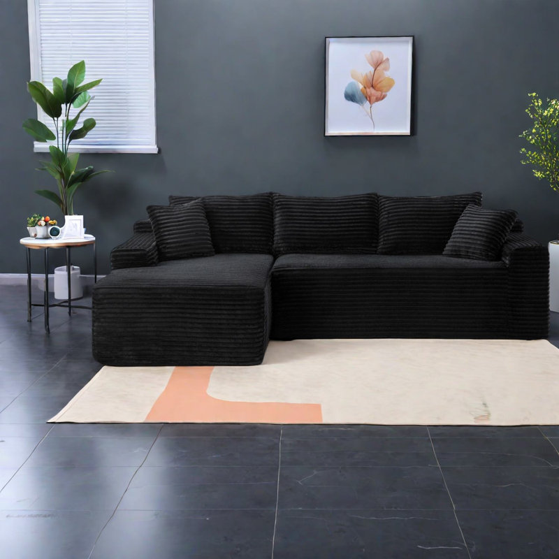 Compression Cloud Sectionals Corduroy L Shape Modern Sofa For Home