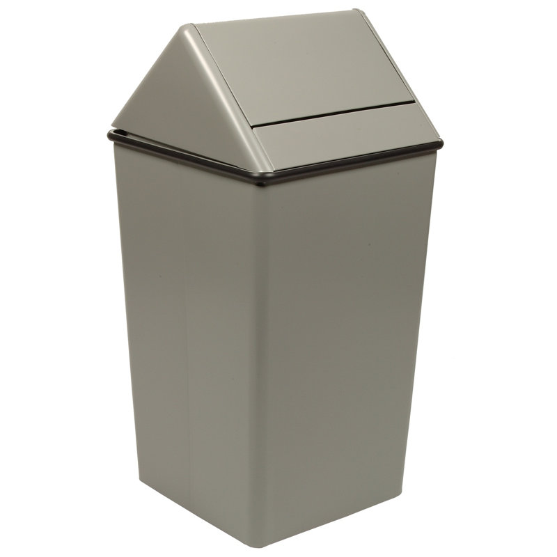 Poubelle à couvercle pivotant avec réceptacle, Couvercle pivotant, Acier Inoxydable, 36