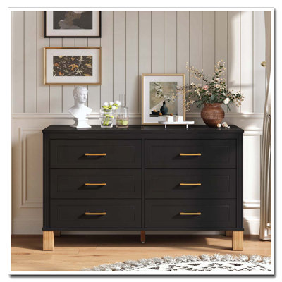 Modern Storage Cabinet with Metal Handles & Solid Wood Legs