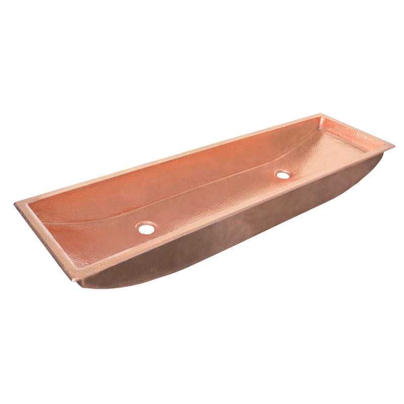 Lavabo de salle de bain rectangulaire Trough, Cuivre poli