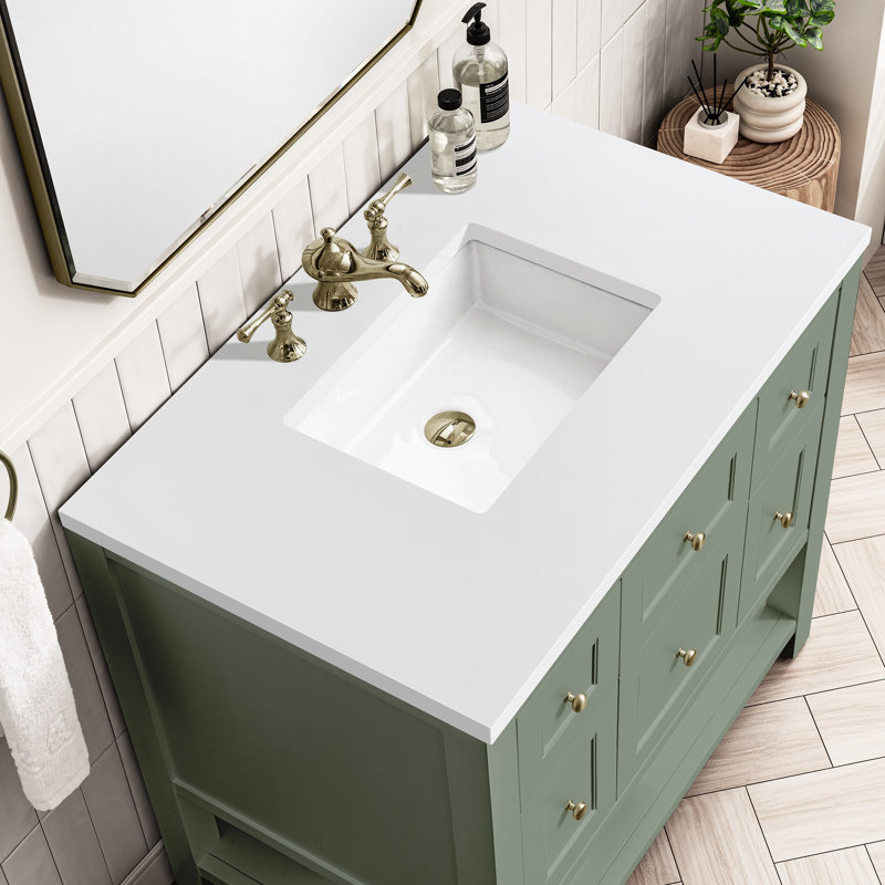 Breckenridge 36'' W Single Vanity, White Zeus, Smokey Celadon, 8" Widespread
