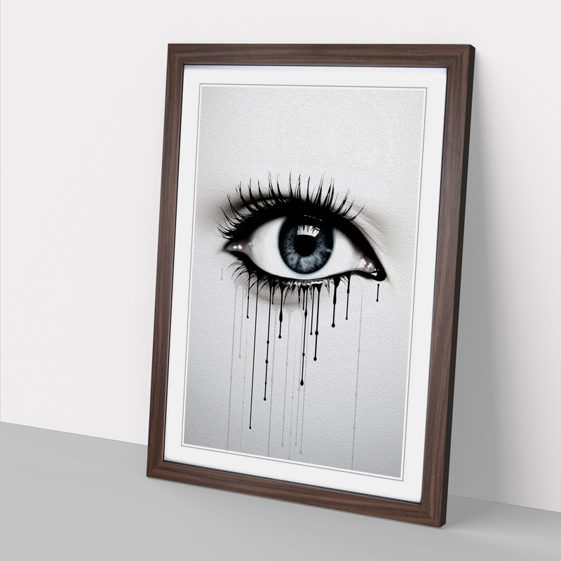 Eye Minimalism - Single Picture Frame Print on Wood, 64cm H x 46cm W x 2cm D, Walnut