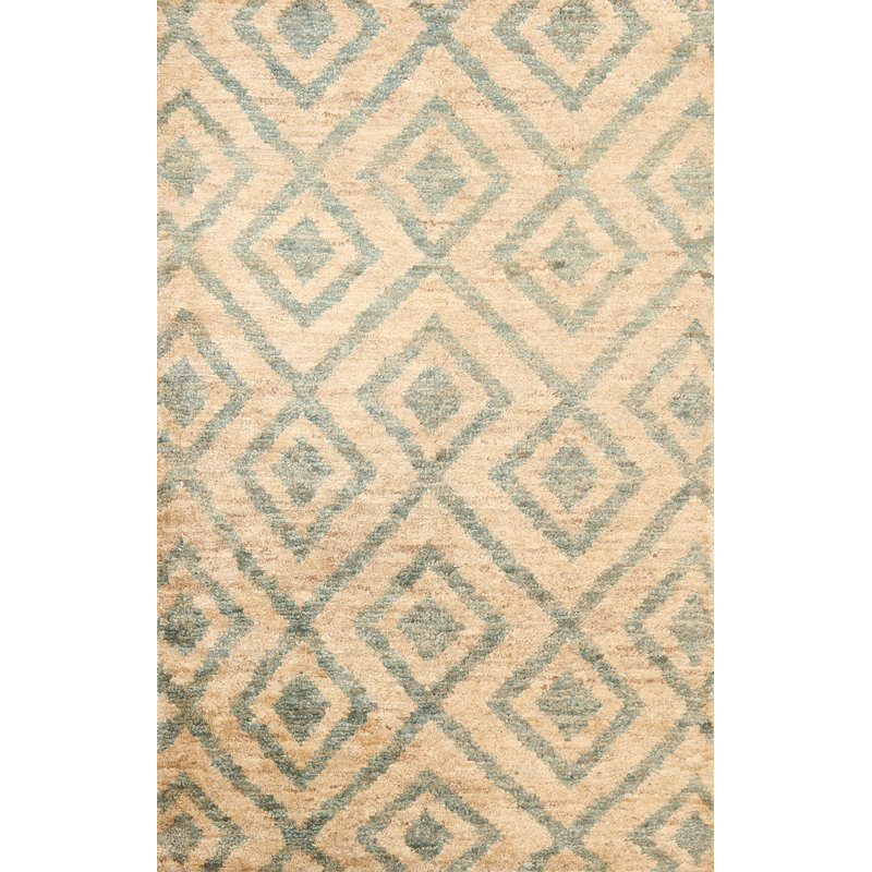 Tapis unique en jute noué à la main 3 pi 11 po x 5 pi 11 po New Age beige / ivoire