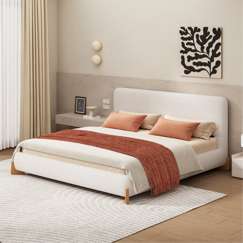 Élégant lit rembourré Boucle, une pièce maîtresse de chambre luxueuse et confortable, Très grand lit