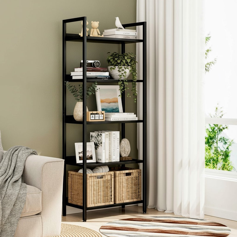 Darabont Bookcase, Black, (5 Shelves) 60.6"H x 23.6"W x 11.8"D