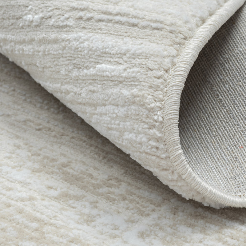 Isla Machine Woven Cream Indoor Rug, Round 120cm