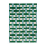 Hand Tufted Wool Geometric Area Rug in Emerald/Aquamarine