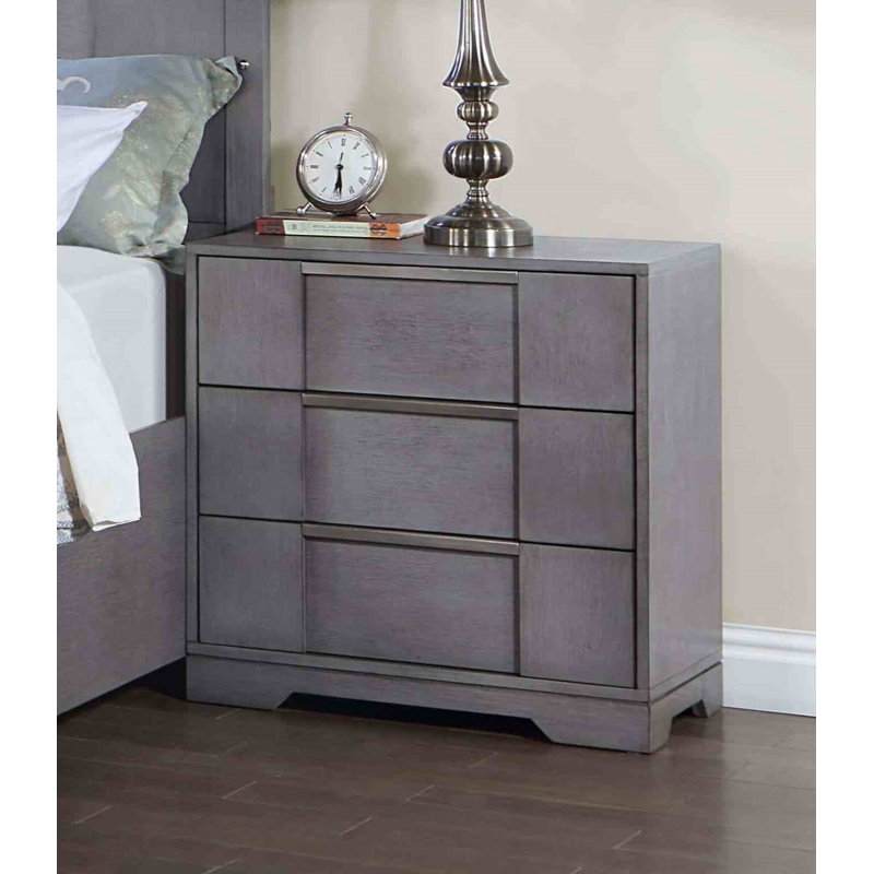 Table de chevet 1pc de style contemporain avec poignées