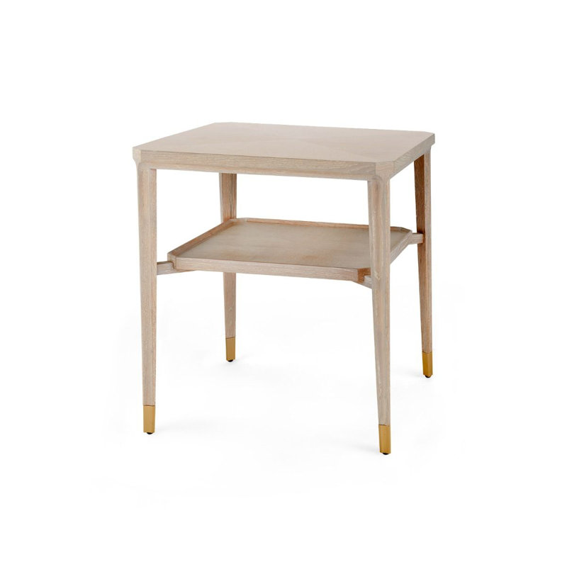Bertram End Table, Bleached Cerused Oak