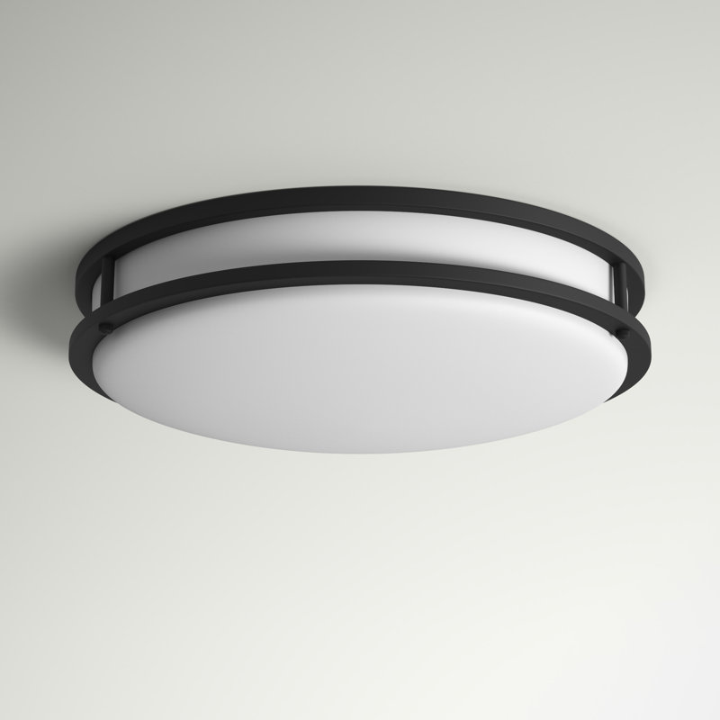 Arjit Acrylic LED Flush Mount, Matte Black, 4.1" H x 16" W x 16" D
