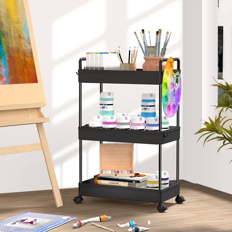 Lidia 66.5 cm H x 40.1 cm W Utility Cart, Black