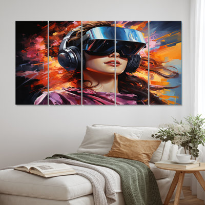 Video Game Virtual Adventure Portrait II - Entertainment Canvas Print - 5 Equal Panels