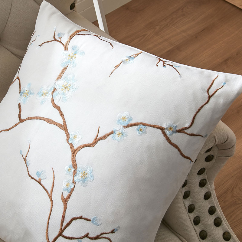 Floral Square Euro Cushion Cover, Light Blue