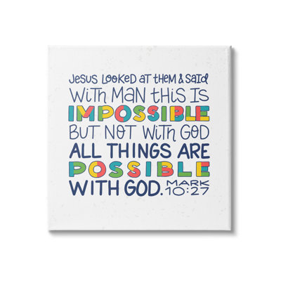 " All Things Possible with God Mark 10:27 Proverbs " Graphic Art Print