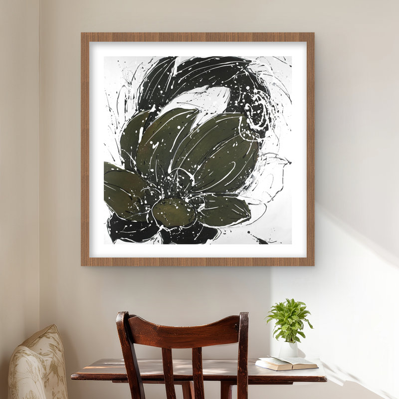 Abstract Flower with Paint Splash - Botanical Framed Print