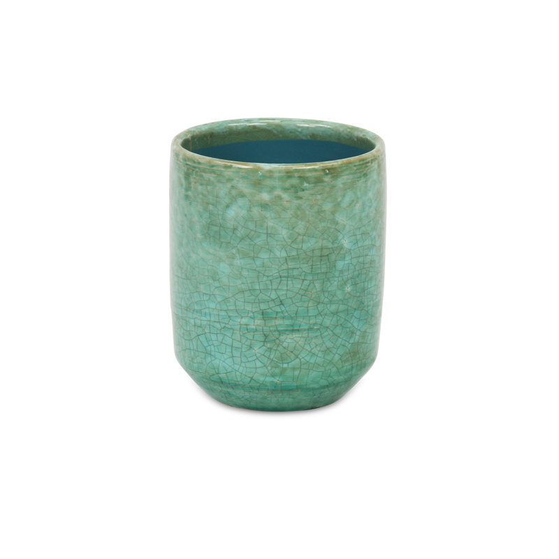 Pot à fleurs en céramique Sia, Vert, H 4,75 po x l 4 po x P 4 po