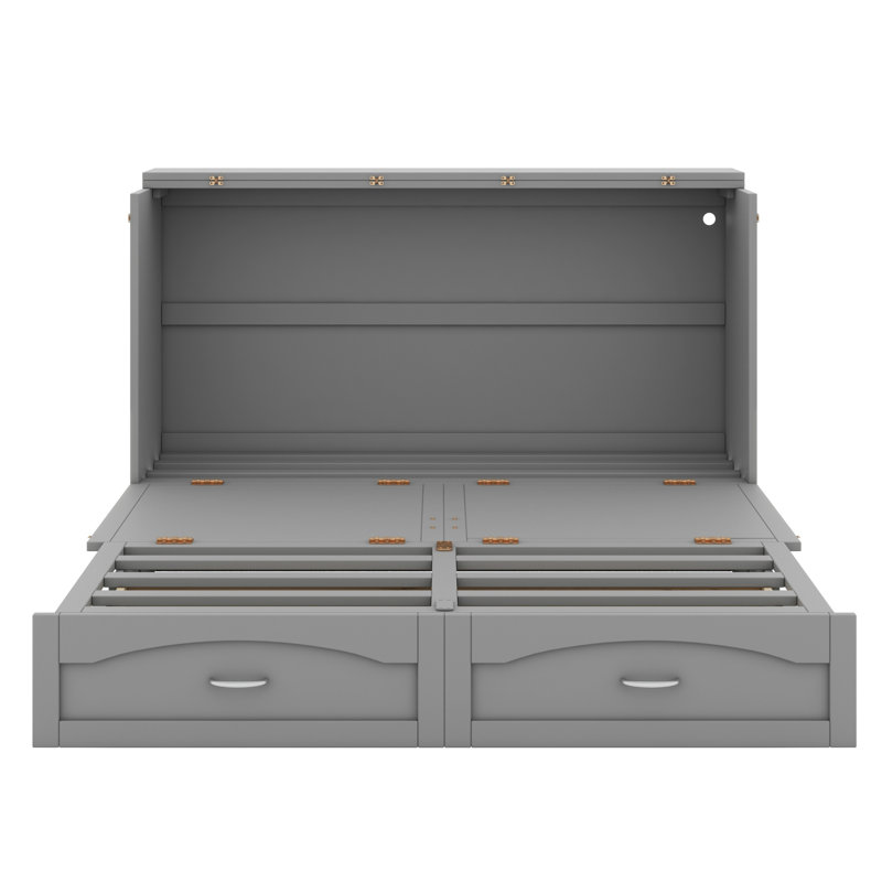 Lit escamotable Murphy avec tiroir et ensemble de prises et ports USB, structure de poulie