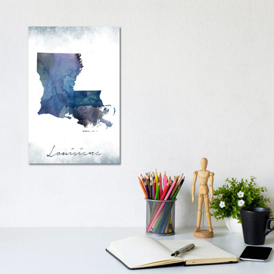 Louisiana State Bluish 1 Piece Wrapped Canvas Wall Art