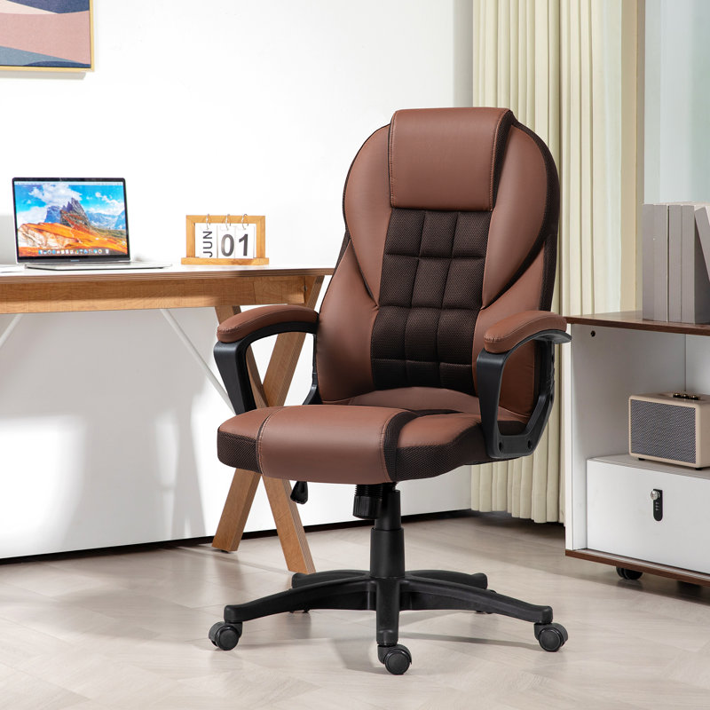 Redell Executive Office Chair PU Leather High Back Swivel, Brown