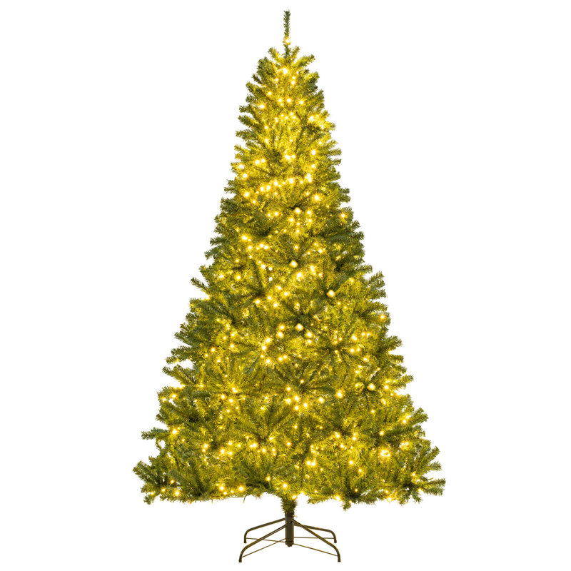 Arbre de Noël artificiel illuminé 7 pi avec 1098 branches et 1000 lumières DEL blanc chaud 3 modes d'éclairage, 7'