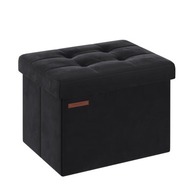 40cm Wide Velvet Tufted Rectangle Solid Colour Standard Ottoman with Storage