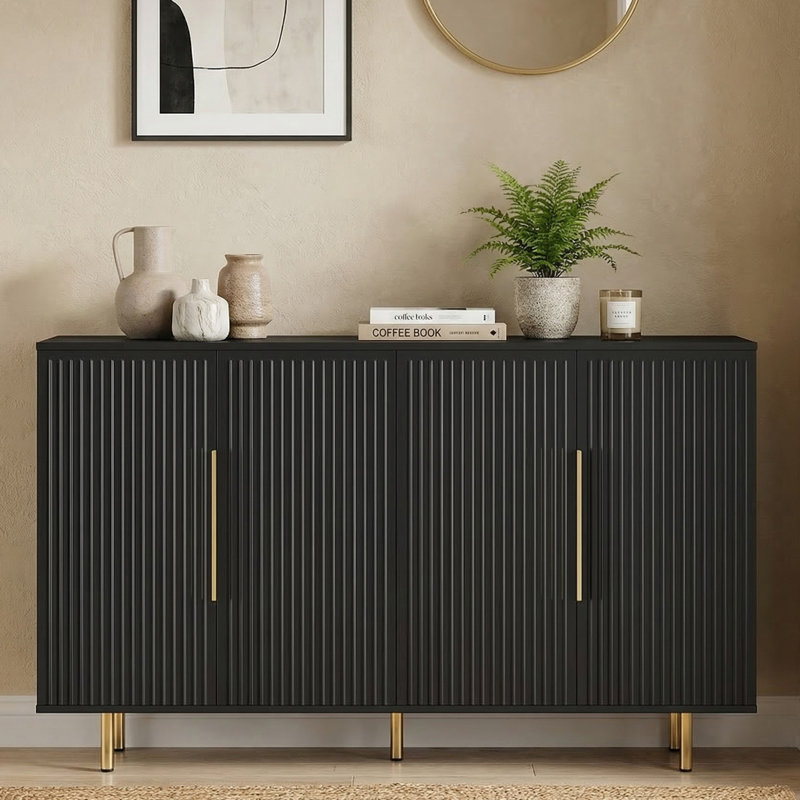Console de 57 po avec 57 po, Noir