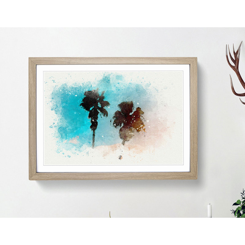 Los Angeles Palm Trees in Abstract - Picture Frame Graphic Art Print, 50cm H x 76cm W x 2cm D, Oak