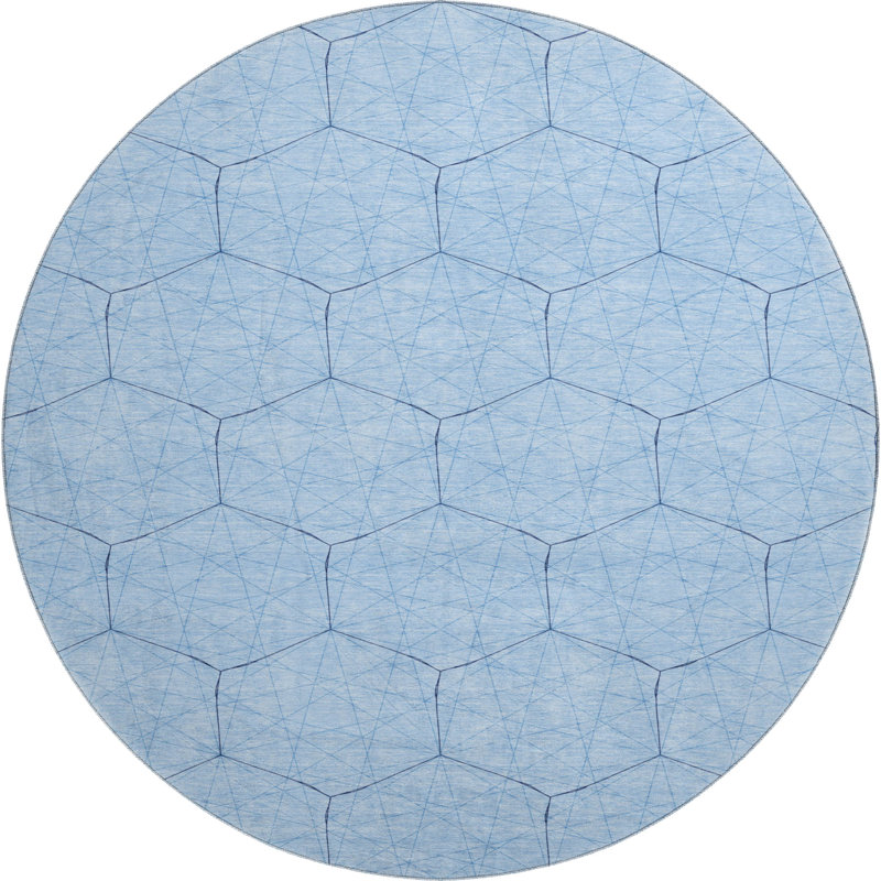 Premium Machine Washable Frome AMF987 Geometric Rug, Round 8'