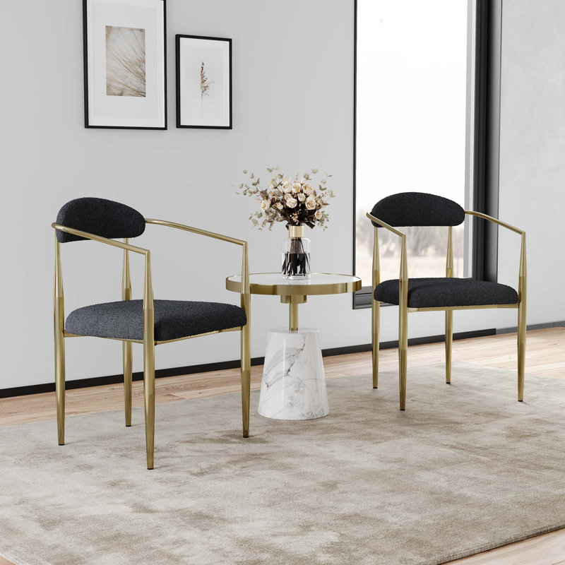 Chaises de salle à manger de style Mid-Century, Gris foncé, Or