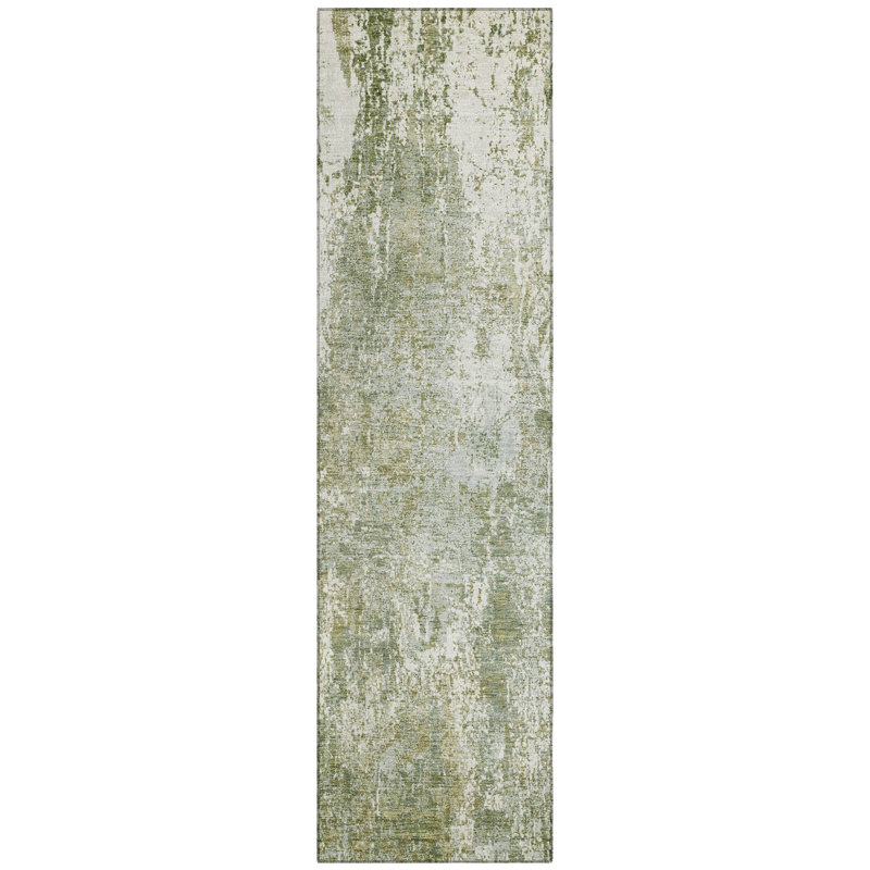 Machine Washable Indoor/Outdoor Xhevrie Aloe Rug, Runner 2'3" x 7'6"