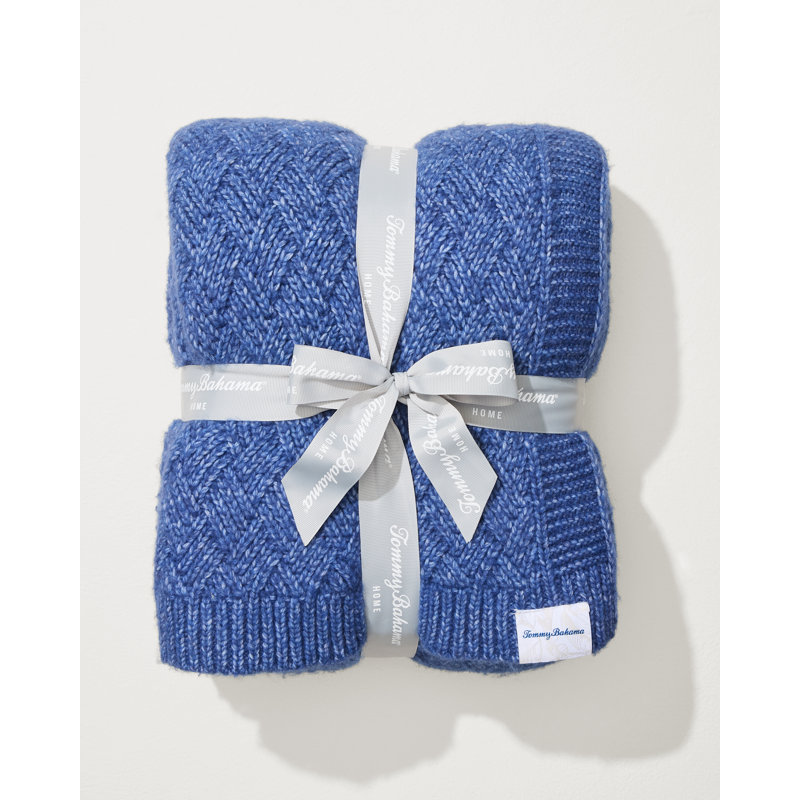 Knitted Throw Blanket, Blue