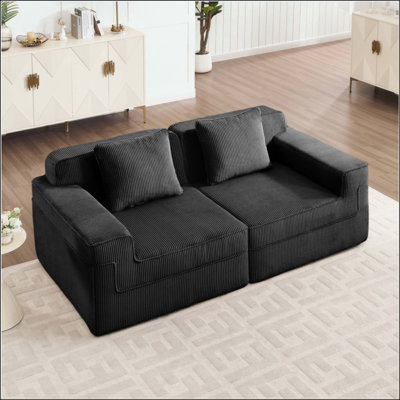 Canapé modulaire à 2 places sans siège, canapé modulaire Cloud avec assise profonde et canapé modulaire moderne à 2 places avec coussins décoratifs
