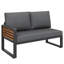 Outdoor Sofa Set With Acacia Wood Armrests, Metal Frame & Splash-proof Cushions
