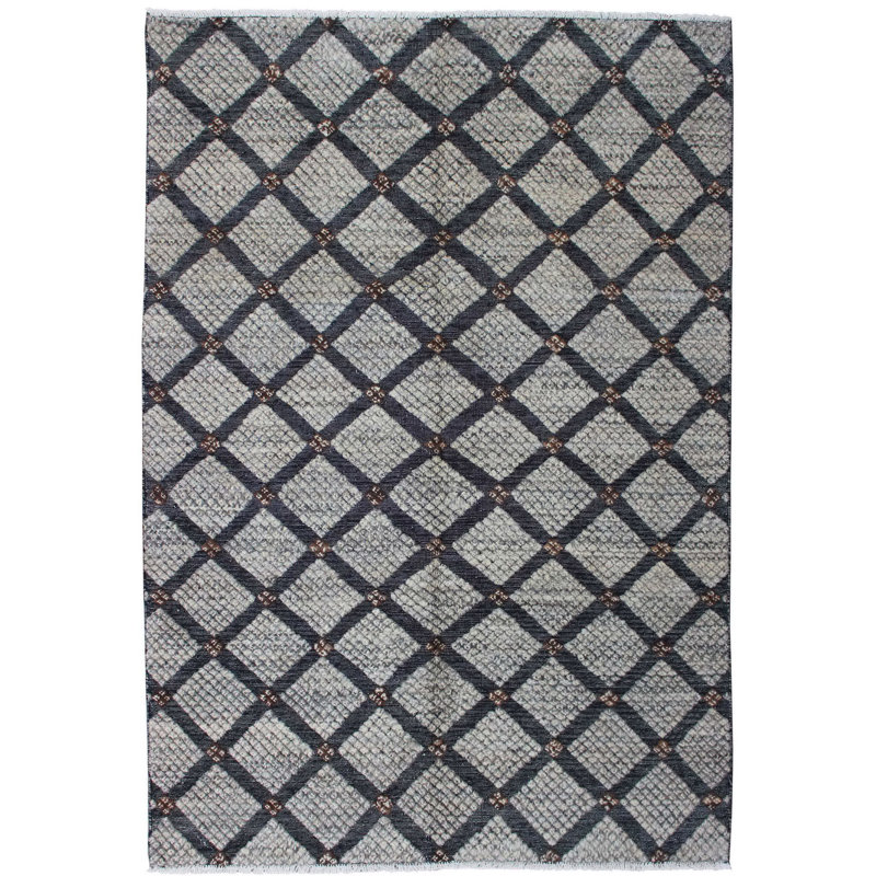 Geometric Hand Knotted Area Rug, Rectangle 183 x 276cm