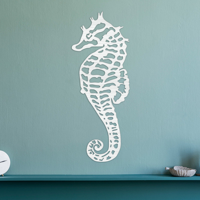 Décoration murale abstraite en forme d'hippocampe - ACM, Noir, H 32 po x l 12,3 po x P 0,25 po