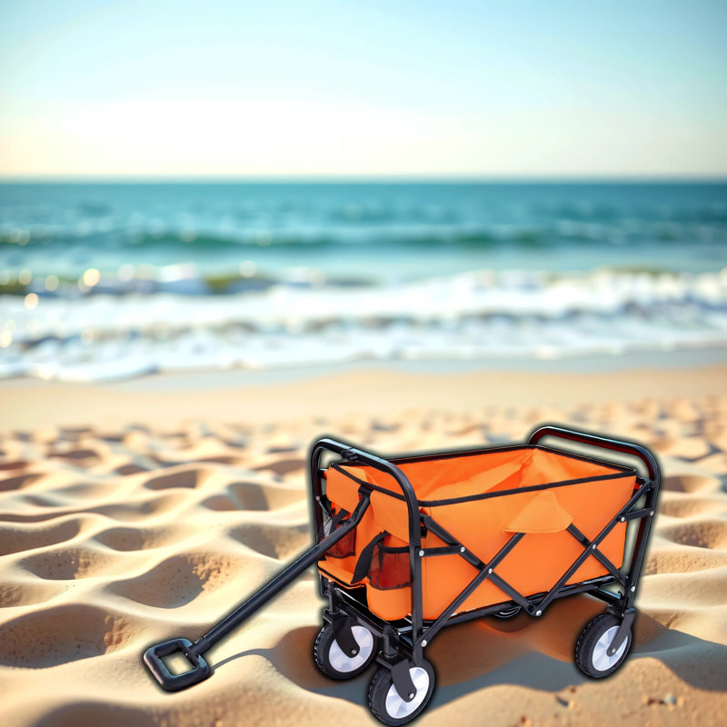 Chariot de plage pliable polyvalent 3 pièces, Orange