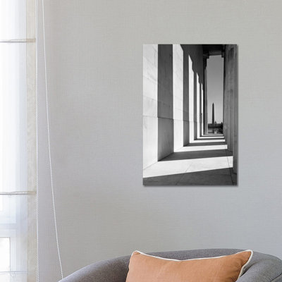 1950s-1960s Washington Monument Seen From Lincoln Memorial Washington Dc USA by Vintage Images - Wrapped Canvas Print