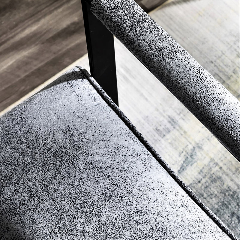 Chaise d'appoint Mid-Century à pois en microfibre avec structure en métal renforcé et fauteuil ouvert carré gris